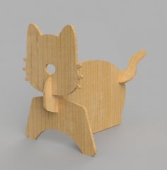 Lazer Kesim Ahşap Kedi Dekor DXF Dosyası