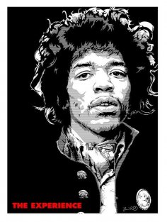 Lazer Kesim Kazıma Jimi Hendrix Duvar Sanatı Ücretsiz Vektör