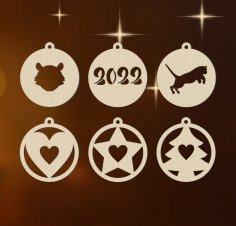 Lazer Kesim Noel Topları Noel Yılbaşı Süslemeleri Ücretsiz Vektör
