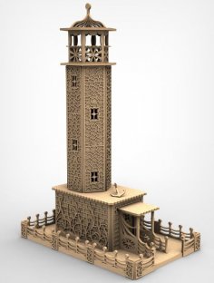 Lazer Kesim Ahşap Deniz Feneri 3D Model Ücretsiz Vektör