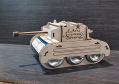 Lazer Kesim Tank Model Bira Tutucu Ücretsiz Vektör