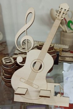 Lazer Kesim Gitar Telefon Standı Eşsiz Gitar Telefon Tutucu Ücretsiz Vektör