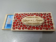 Lazer Kesim Kişiselleştirilmiş Ahşap Para Düğün Hediye Zarfı Ücretsiz Vektör