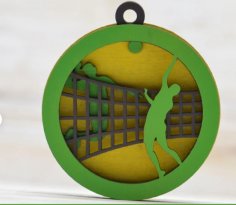 Lazer Kesim Voleybol Madalyası Katmanlı Çevre Dostu Ahşap Madalya Ücretsiz Vektör