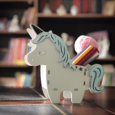 Lazer Kesim Unicorn Kalemlik Unicorn Masaüstü Aksesuarları Ücretsiz Vektör