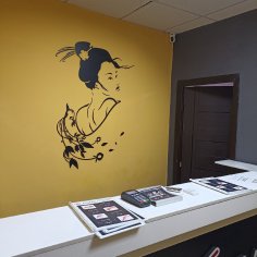 Lazer Kesim Japon Kız Duvar Dekoru Geyşa Duvar Paneli MDF 3mm Ücretsiz Vektör