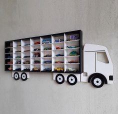 Lazer Kesim Kamyon Hot Wheels Sergileme Rafı Ücretsiz Vektör