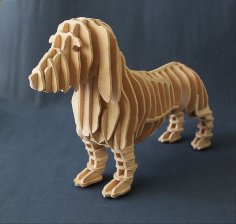 Lazer Kesim Dachshund Köpek 3B Puzzle Ücretsiz Vektör