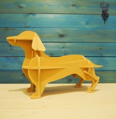 Lazer Kesim Dachshund Kitaplık Köpek Depolama Rafı Ücretsiz Vektör