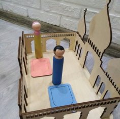 Lazer Kesim Cami Oyuncak Mescit Oyun Evi Müslüman Çocuklar Namaz Öğreniyor Çocuklar İçin İslami Oyuncak Ücretsiz Vektör