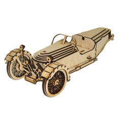 Lazer Kesim Ahşap Morgan 3 Tekerlekli Araba Puzzle Seti DXF Dosyası