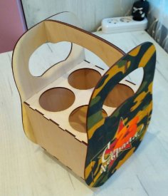 Lazer Kesim Kişiselleştirilmiş Ahşap Bira Taşıma Çantası Ücretsiz Vektör