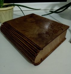 Lazer Kesim Ahşap Kitap Kutusu Ücretsiz Vektör