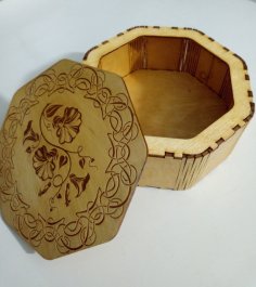 Lazer Kesim Sekizgen Ahşap Kutu DXF Dosyası