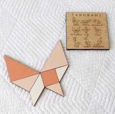 Lazer Kesim Tangram Yapboz Beyin Egzersizi Geometri Oyuncak Çocuklar İçin Ücretsiz Vektör