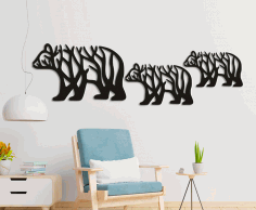 Lazer Kesim Ayı Duvar Dekoru DXF Dosyası