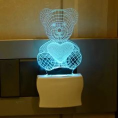 Lazer Kesim Oyuncak Ayı 3D İlüzyon Gece Lambası Ücretsiz Vektör