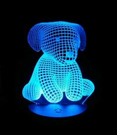 Lazer Kesim Yavru Köpek 3D İlüzyon Lamba Ücretsiz Vektör