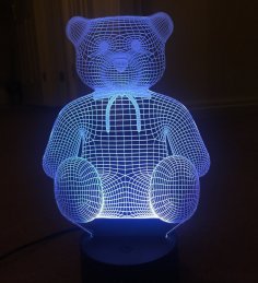 Lazer Kesim Oyuncak Ayı 3D Lamba Ücretsiz Vektör
