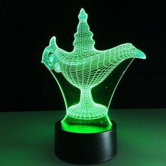 Lazer Kesim Aladdin 3D İllüzyon Lamba Ücretsiz Vektör