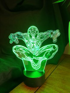 Lazer Kesim Örümcek Adam 3D İllüzyon Lamba Ücretsiz Vektör