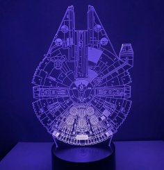 Lazer Kesim Star Wars Millennium Falcon 3D Lamba Ücretsiz Vektör