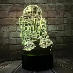 Lazer Kesim Star Wars R2-D2 3D İlüzyon Lamba Ücretsiz Vektör