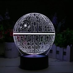 Lazer Kesim Star Wars Ölüm Yıldızı 3D İllüzyon Lamba Ücretsiz Vektör