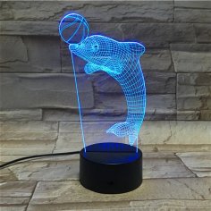 Lazer Kesim Yunus 3D Akrilik Lamba Ücretsiz Vektör