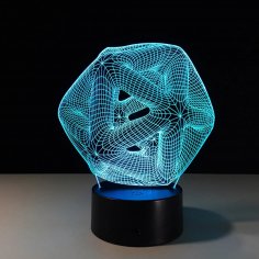 Lazer Kesim 3D Soyut Şekil Gece Lambası İllüzyon Lamba Ücretsiz Vektör