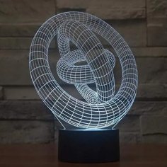 Lazer Kesim 3D Yüzük Gece Lambası İllüzyon Lamba Ücretsiz Vektör