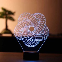 Lazer Kesim 3D Torus Spiral Akrilik Lamba Ücretsiz Vektör