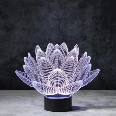 Lazer Kesim Lotus 3D İllüzyon Lamba Ücretsiz Vektör
