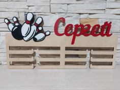 Lazer Kesim Bowling Madalya Tutucu Ücretsiz Vektör