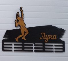 Lazer Kesim Kişiselleştirilmiş Tenis Madalya Tutucu Ücretsiz Vektör