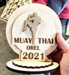 Lazer Kesim Kickboks Kupası Muay Thai Madalyası Ücretsiz Vektör