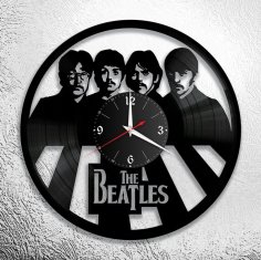 Lazer Kesim Beatles Vinil Plak Duvar Saati Ücretsiz Vektör