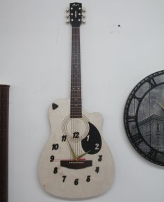 Lazer Kesim Gitar Duvar Saati Ücretsiz Vektör