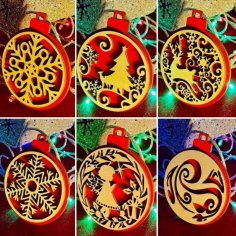 Lazer Kesim Katmanlı Noel Ağacı Süsleri Ücretsiz Vektör