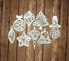 Lazer Kesim Steampunk Noel Süsleri Ücretsiz Vektör