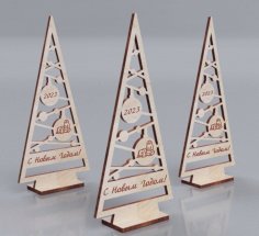 Lazer Kesim Modern Noel Ağacı Dekorasyonu Ücretsiz Vektör