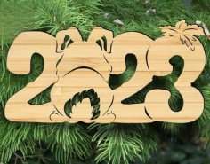 Lazer Kesim Mutlu Yıllar 2023 Tavşan Ücretsiz Vektör