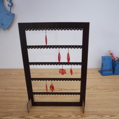 Lazer Kesim Küpe Standı Basit Taban MDF 3mm DXF Dosyası