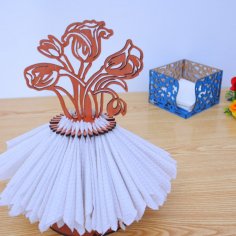 Lazer Kesim Çiçek Peçete Tutucu Masa Dekor DXF Dosyası
