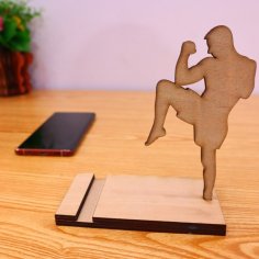 Lazer Kesim Karate Cep Telefonu Standı Kontraplak 6mm DXF Dosyası