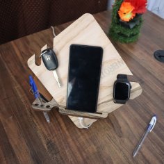 Lazer Kesim Erkekler için Telefon ve Aksesuar Standı, Kontraplak 6mm DXF Dosyası