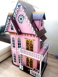 Lazer Kesim Barbie Rüya Evi Bebek Evi 152x95x55cm 6mm Ücretsiz Vektör