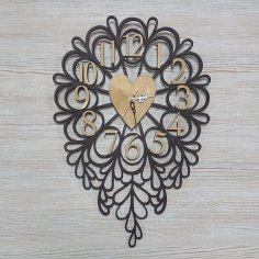 Lazer Kesim Dekoratif Duvar Saati DXF Dosyası