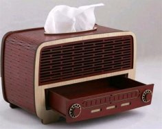 Lazer Kesim Vintage Radyo Peçete Kutusu Kapağı Peçetelik Ücretsiz Vektör