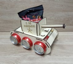 Lazer Kesim Tank Şeklinde Bira Atıştırmalıkları Tutucu Ücretsiz Vektör
